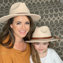 Load image into Gallery viewer, Wide Brim Women’s Felt Hat- Adult Flat Brim Fedora