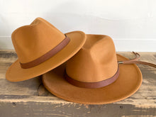 Load image into Gallery viewer, Wide Brim Women’s Felt Hat- Adult Flat Brim Fedora