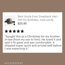 Load image into Gallery viewer, Best Uncle Ever Snapback Hat- Adult Men’s Trucker Cap for Uncle Pregnancy Announcement, Funcle Gift