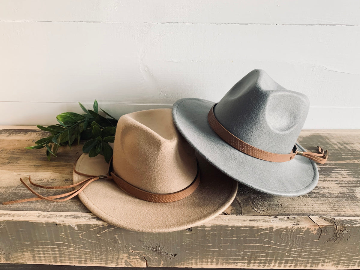Abercrombie & Fitch Wide Brim Floppy Felt Fedora Hat Grey Wool Felt Fedora (The MidWester) – MidWest Hatters main image 2