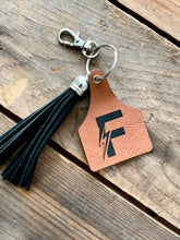 Load image into Gallery viewer, Custom Cow Tag Keychain- luggage tag, key fob accessories, diaper bag tag, backpack accessory