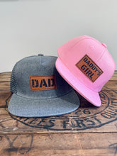 Load image into Gallery viewer, Daddy's Girl Snapback Hat, Baby Toddler Kids or Adult Pink Cap, Father Daughter Snapback, Father's Day Trucker, Gender Reveal