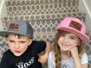 Big Gun + Little Pistol Matching Hat set for Dad and Daughter