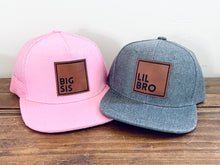 Load image into Gallery viewer, Big Bro/Sis + Lil Bro/Sis Set of 2 Snapback Hats- Sibling Matching Caps