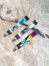 Load image into Gallery viewer, Pendleton Wool + Leather Binky / Pacifier Clip - Fox + Fawn Designs