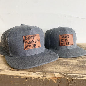 Best Grandpa Ever Snapback Hat- New Grandfather Trucker Cap, Pregnancy Announcement or Father’s Day Gift