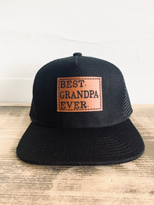 Best Grandpa Ever Snapback Hat- New Grandfather Trucker Cap, Pregnancy Announcement or Father’s Day Gift