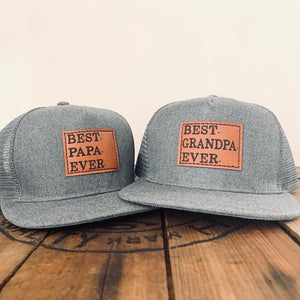 Best Grandpa Ever Snapback Hat- New Grandfather Trucker Cap, Pregnancy Announcement or Father’s Day Gift