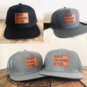 Best Grandpa Ever Snapback Hat- New Grandfather Trucker Cap, Pregnancy Announcement or Father’s Day Gift