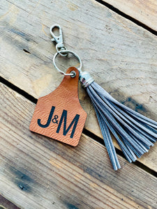 Custom Cow Tag Keychain- luggage tag, key fob accessories, diaper bag tag, backpack accessory