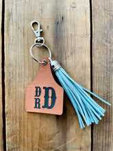 Load image into Gallery viewer, Custom Cow Tag Keychain- luggage tag, key fob accessories, diaper bag tag, backpack accessory
