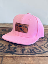 Load image into Gallery viewer, Daddy's Girl Snapback Hat, Baby Toddler Kids or Adult Pink Cap, Father Daughter Snapback, Father's Day Trucker, Gender Reveal
