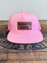 Load image into Gallery viewer, Daddy's Girl Snapback Hat, Baby Toddler Kids or Adult Pink Cap, Father Daughter Snapback, Father's Day Trucker, Gender Reveal
