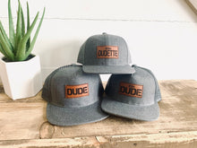 Load image into Gallery viewer, Dude + Little Dudette Hat Set- Daddy Daughter Matching Hats
