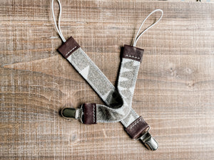 Binky Clip made w/ Pendleton® Wool + Leather- Pacifier Holder in Boho Western style