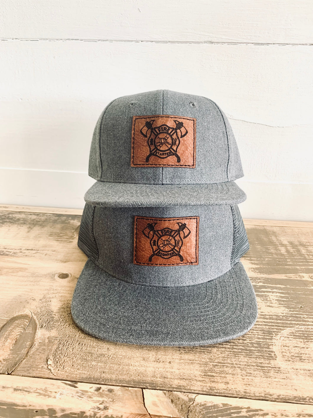 Firefighter + Fire Starter Dad and Kid matching Snapback hats - Fox + Fawn Designs