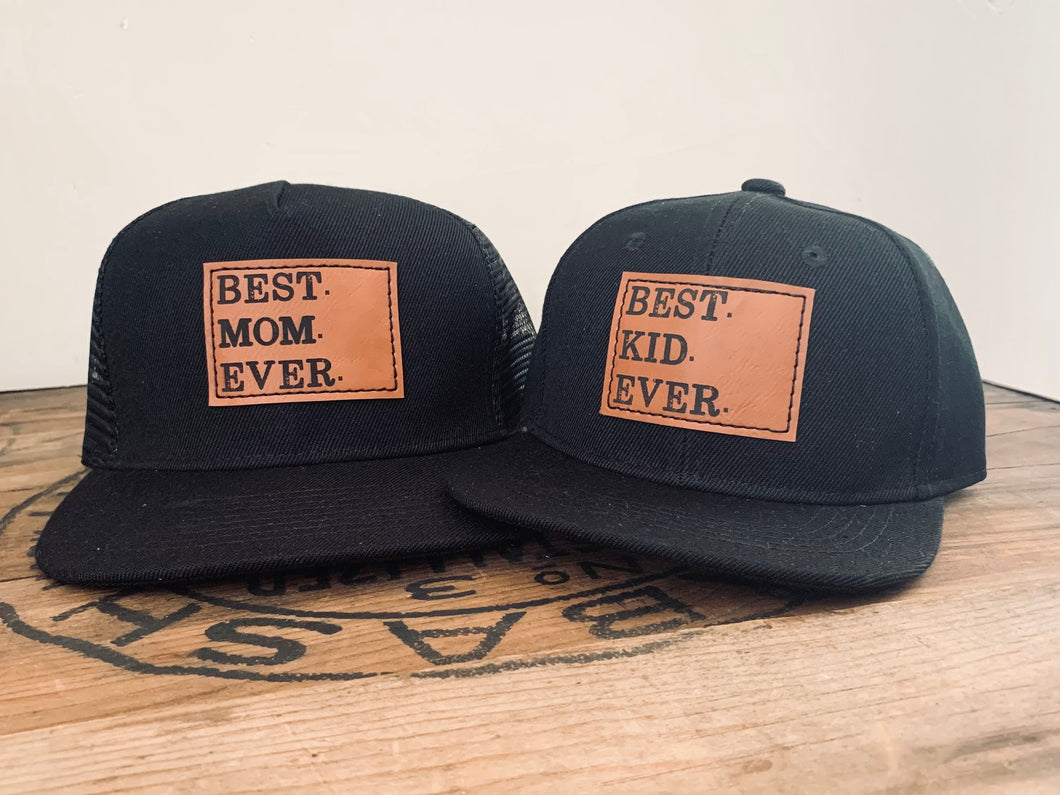 Best Mom Ever + Best Kid Ever set of 2 Matching Snapback Hats - Fox + Fawn Designs