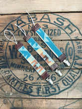 Load image into Gallery viewer, Pendleton Wool + Leather Binky / Pacifier Clip - Fox + Fawn Designs
