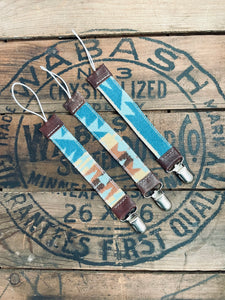 Pendleton Wool + Leather Binky / Pacifier Clip - Fox + Fawn Designs