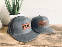 Load image into Gallery viewer, Dude + Little Dudette Hat Set- Daddy Daughter Matching Hats
