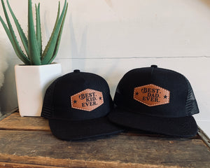 BEST DAD EVER + BEST KID EVER Set of 2 Hats (Western Design) - Fox + Fawn Designs