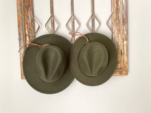 Load image into Gallery viewer, Mama + Me Flat Brim Hat Set- adult and kids matching fedora hats
