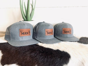 Ol’ Man + Ol’ Son set of 2 Dad and son matching Snapback Hats - Fox + Fawn Designs