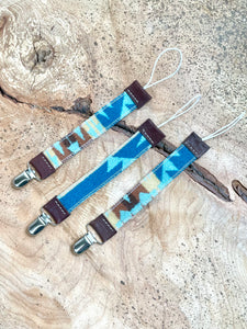 Pendleton Wool + Leather Binky / Pacifier Clip - Fox + Fawn Designs